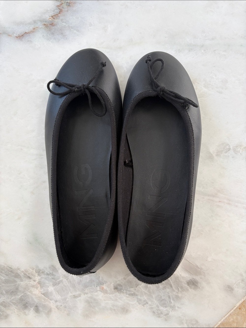 Mango Black Bow Ballet Flats